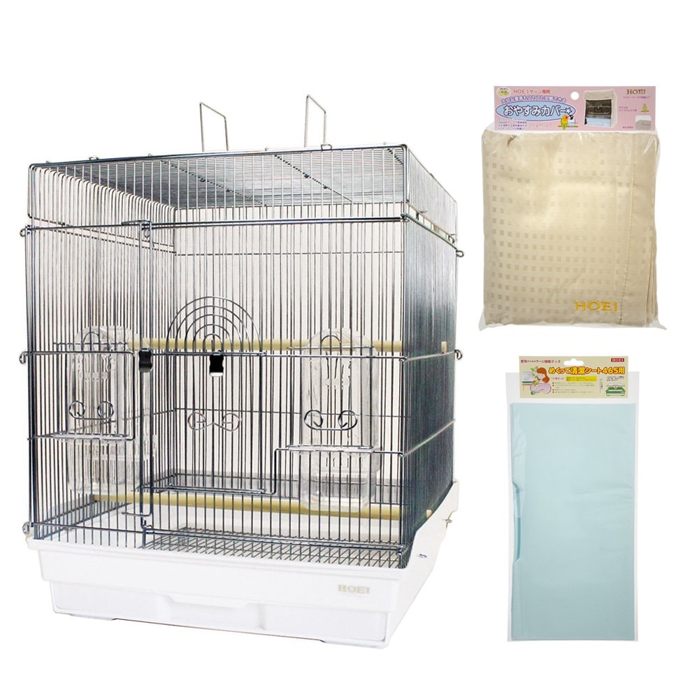 鳥籠　ＨＯＥＩ　小型インコ　中型インコ　飼育スターターセット（４６．５X４６．５X５６．５ｃｍ）ホワイト　銀メッキ　ＣＲＣ55―10―10―00―00 14,948円
