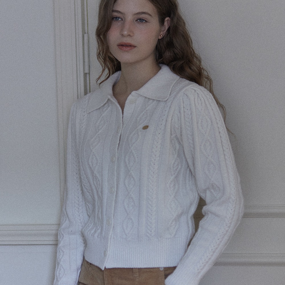 Casimere Merino Wool Puff Cardigan - Ivory