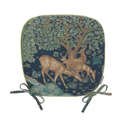 川島織物セルコン Morris Design Studio ザ・ブルック ダイニングシートクッション 45cm×43cm LN1749 DB ダークブルー