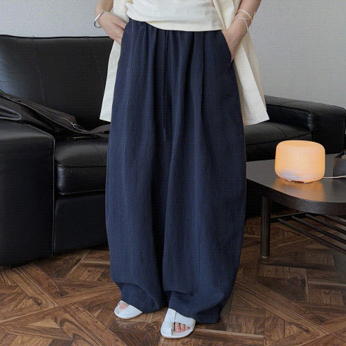 ナチュラルリネンテクスチャワイドパンツ