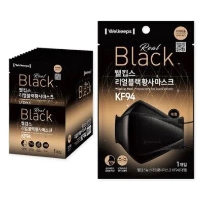 ウェルキープス リアルブラック 黄砂マスク 大型 KF94 (25個)