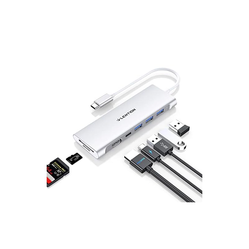 LENTION 7in1 USB Type C ハブ CB-C36b USB 3.0 3 100W PD充電 4K HDMI Micro SD / SDカードリーダー USB-C 変換アダプタ タイ