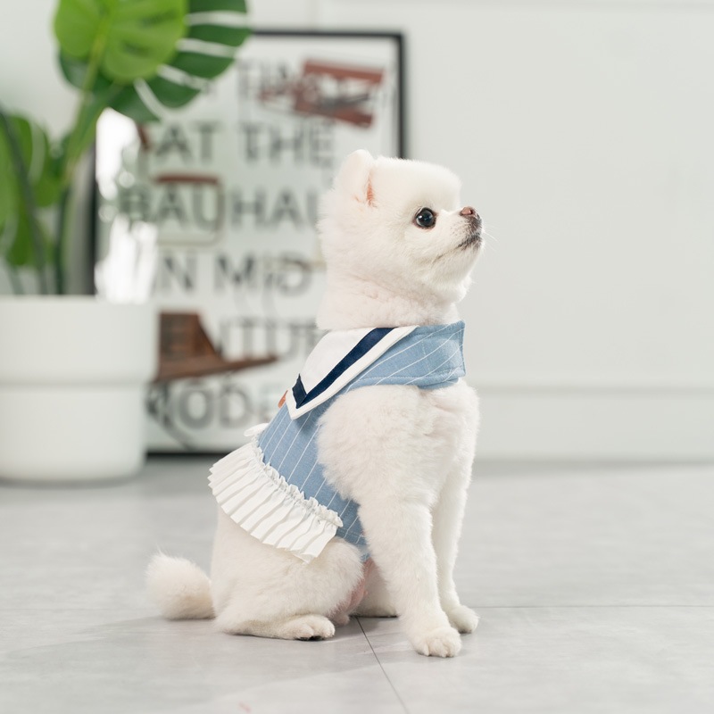 マリンソルベ 犬用ワンピースハーネス 韓国製 チチアンドコー 正規品 可愛い セーラーカラー フリル ストライプ おしゃれ