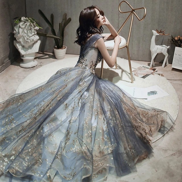 人気新作 イブニングドレス スパンコールドレス キラキラドレス ロングドレス ノースリーブ 発表会ドレス チュール 編み上げ 演奏会ドレス キレイめ パーティードレス 二次会ドレス お呼ばれドレス