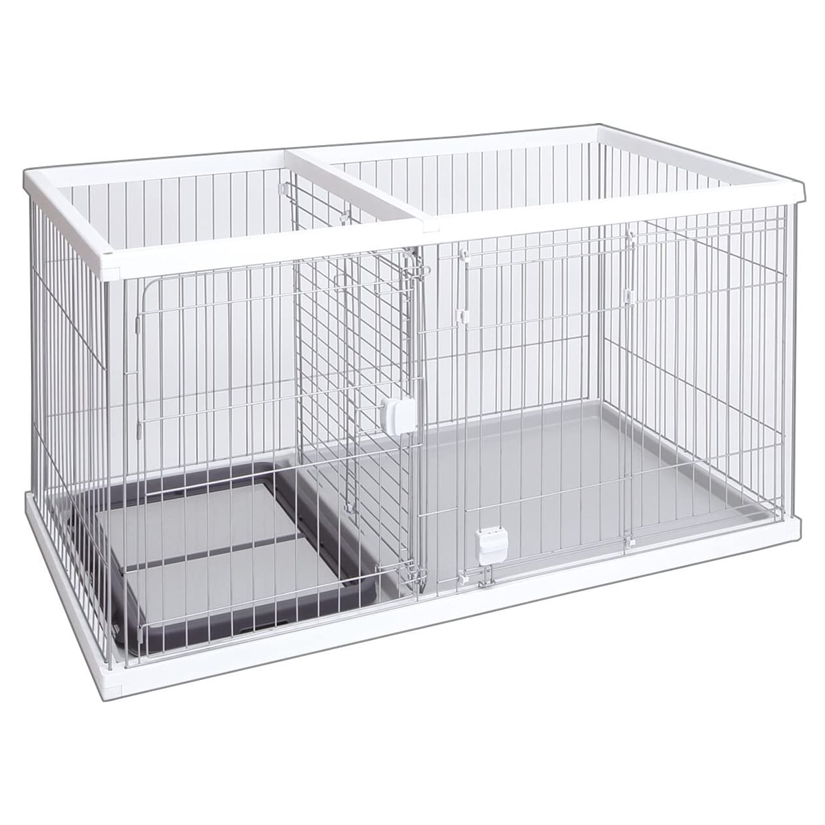 【2F】 【在庫有・即納】ペティオ (Petio) トイレのしつけが出来る ドッグルームサークル ホワイト ワイド トイレ付 小型犬~中型犬向き