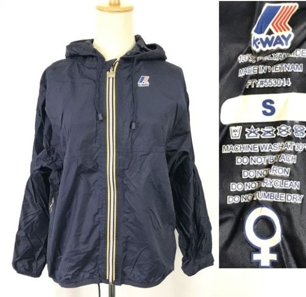 ケーウェイ/K-wayナイロンパーカー【レディースS/紺/navy blue】マウンテン/ウインドブレーカー/Polyamide Jacket/Jumper/hoodiecBH630