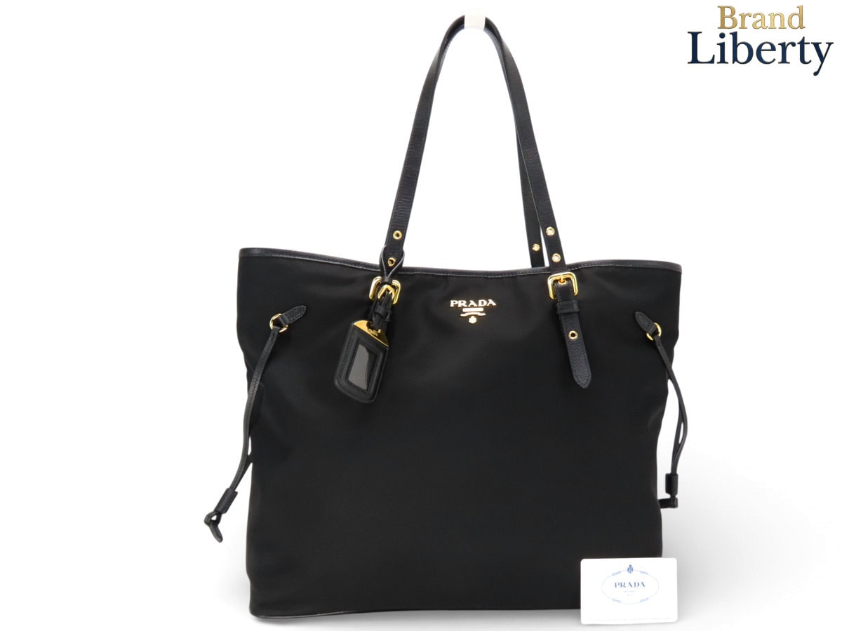 新品同様プラダPRADAナイロンテスートサフィアーノショルダートートバッグハンドバッグショルダーバッグNEROブラックナイロンレザーBR4997 82,225円