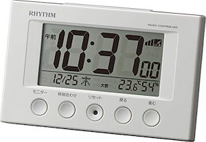 リズムRHYTHM 目覚まし時計 電波時計 温度計湿度計付き フィットウェーブスマート 白 7712054mm 8RZ166SR03