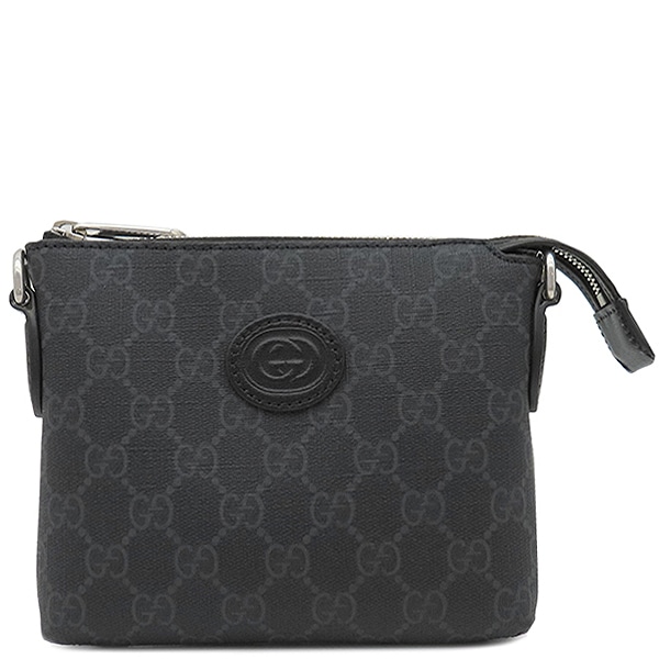 グッチ GUCCI 2WAYバッグ インターロッキングG GGスプリームキャンバス レザー ブラック シルバー金具 ショルダー クラッチ ポーチ 黒 723306 【保存袋】【中古】 121,540円