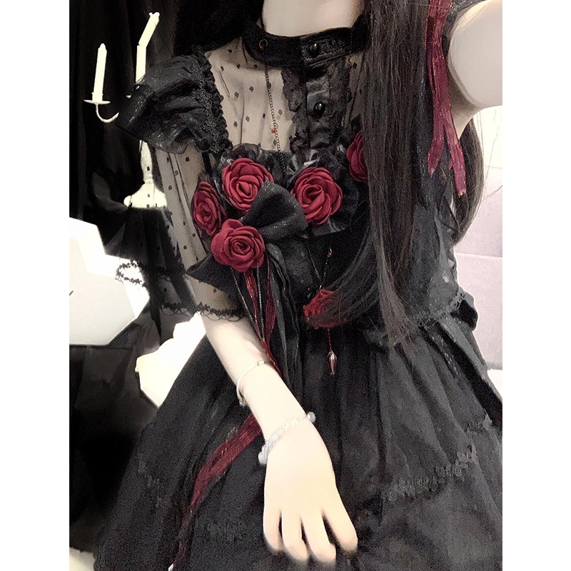 ハロウィンコス ブラックローズ ロリータドレス Jsk ウェディングドレス ロリータ 上品で可愛い プリンセスドレス