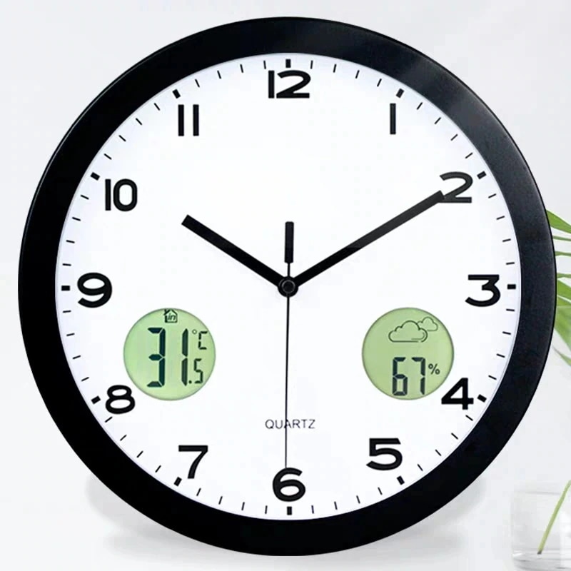 壁掛け時計 北欧 おしゃれ 時計 壁掛け 壁飾り 静音 見やすい 非電波 シンプル インテリア 温度 湿度表示 デジタル アナログ プレゼント 引越し 祝い 掛け時計 5,316円