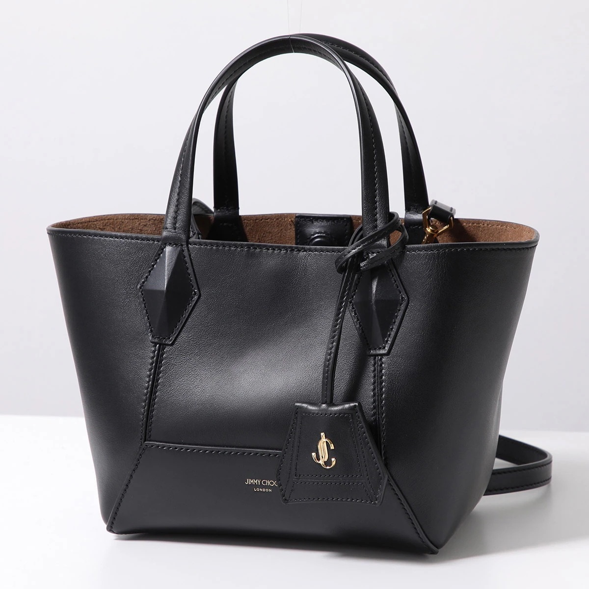 Jimmy Choo ジミーチュウ ショルダーバッグ DIAMOND TOTE/S/U HUT ダイヤモンド トート S レディース レザー ハンドバッグ JCロゴ 鞄 BLACK