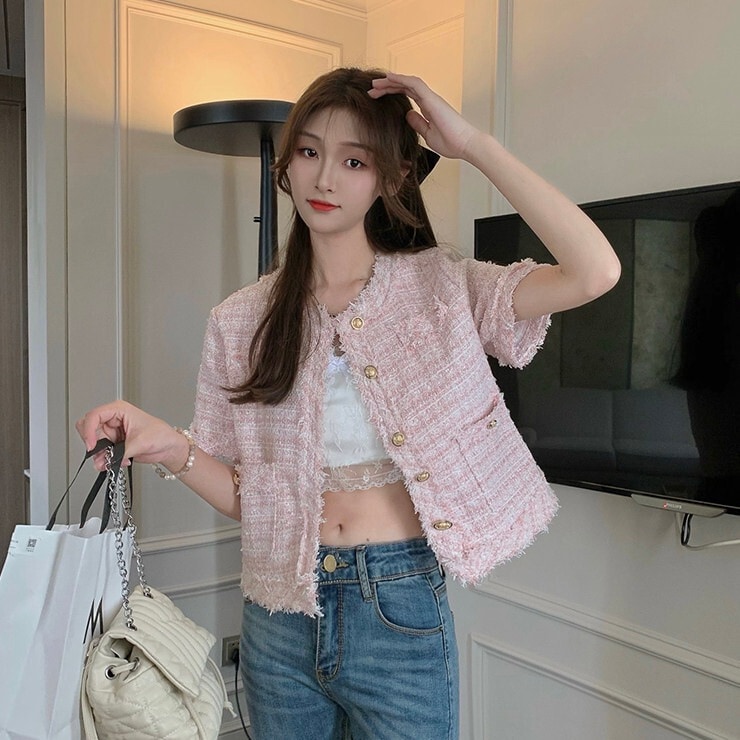 アウター レディース ジャケット クロップド クロップド丈 ショート ショート丈 袖あり 半袖 前開き かわいい 大人 上品 大人可愛い 大人女子 おしゃれ お洒落 かっこいい シンプル カジュアル