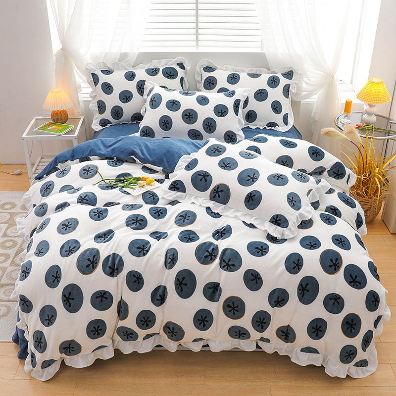 韓国ファッション 布団カバー ダブル 3点セット 4点セット 寝具カバーセット ベッドカバー 掛け布団カバー 枕カバー ベッドシーツ 敷き布団カー 寝具冬のベッド用品サンゴの絨毯のシーツ