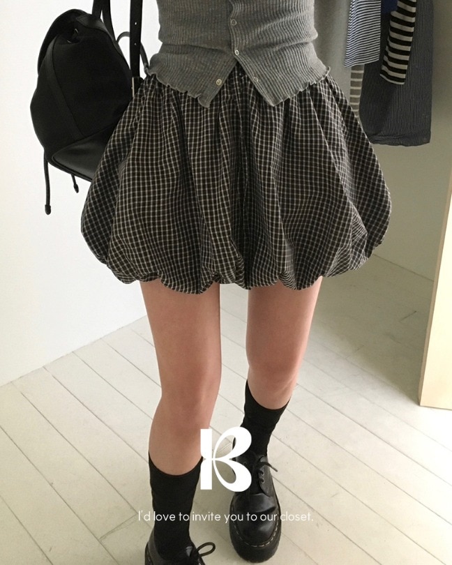 [MADE]ラント バルーンシルエットチェックスカート sk1161