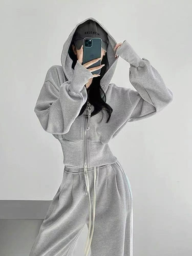 INS大人気【高.品.質】【高级感素材】カジュアルパーカーのツーピースですレディース パーカー スウェット セットアップ 運働のスーツの女子春秋学生韓版のゆったりして見えるファッションの小柄な衛衣のカ