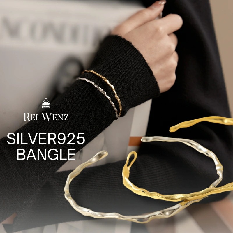 【高品質Silver925】シルバー バングル ウェーブ ニュアンス 華奢 レディース 重ね 金属アレルギー インスタ おしゃれ オフィス プレゼント 人気 韓国 8,809円