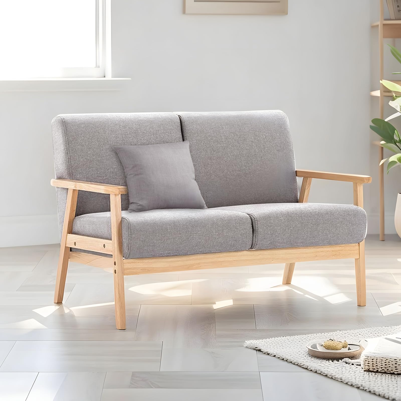 ソファー ソファーベッド 2人掛け ローソファー ワンクッション付き 人体工学設計 背もたれ自然傾斜 座面湾曲 膝快適サポート 麻混生地 肌触り柔らかく 高耐久 高安定 スリップ防止パッド リビング