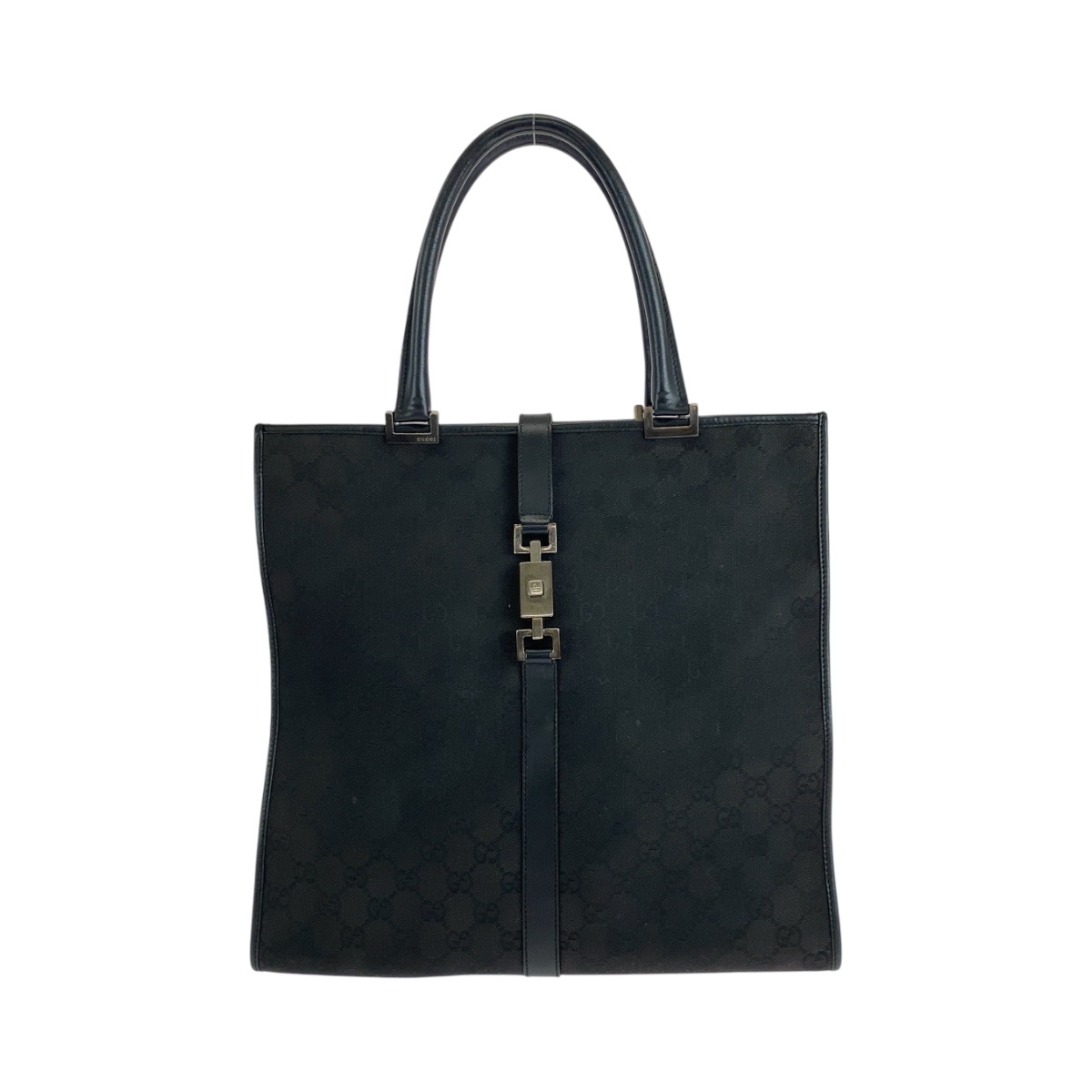 美品 ジャッキー ブラック 黒 シルバー金具 GGキャンバス 002 1064 トートバッグ ハンドバッグ レディース 409763