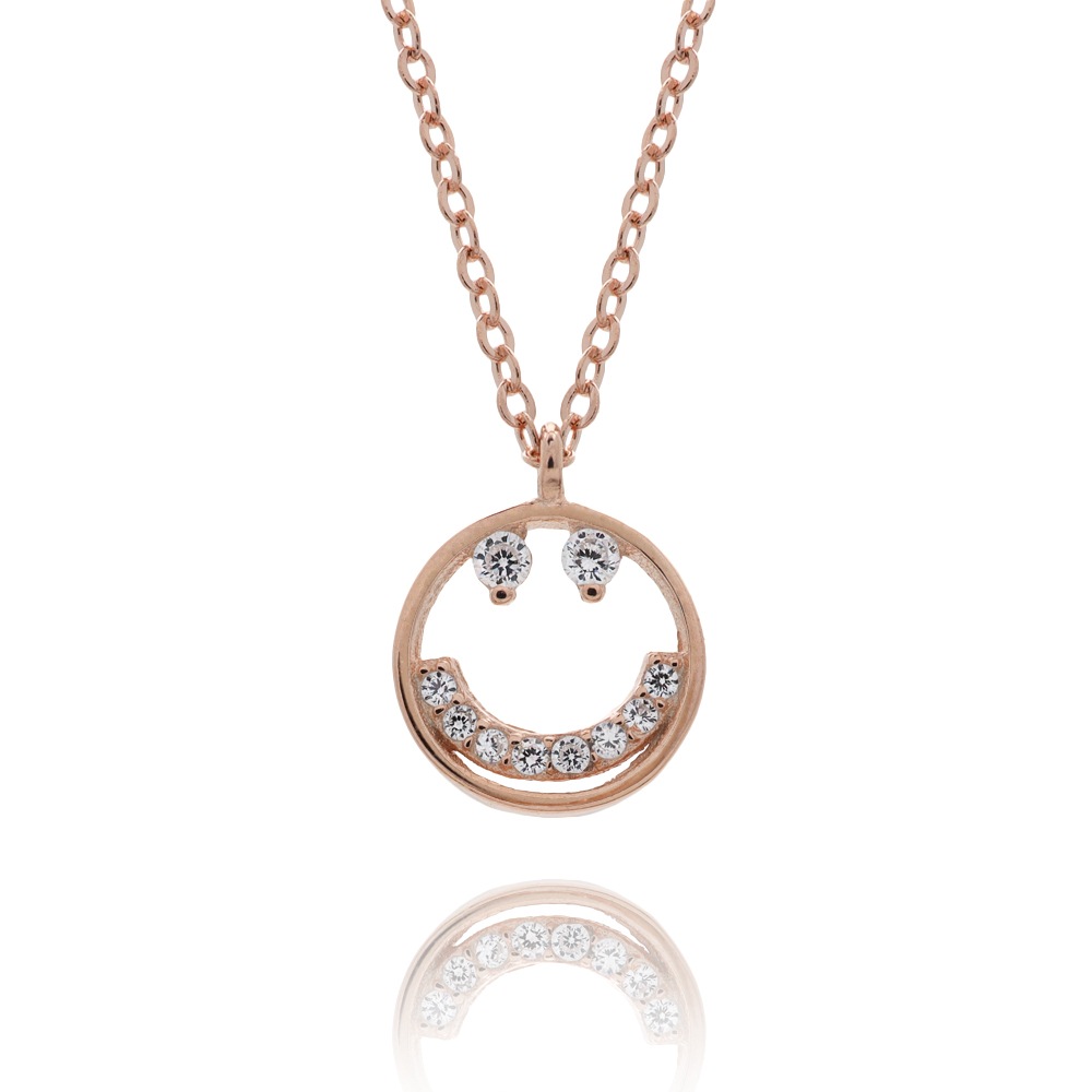 S925 スマイル ネックレス 金 [fhns046-rosegold]