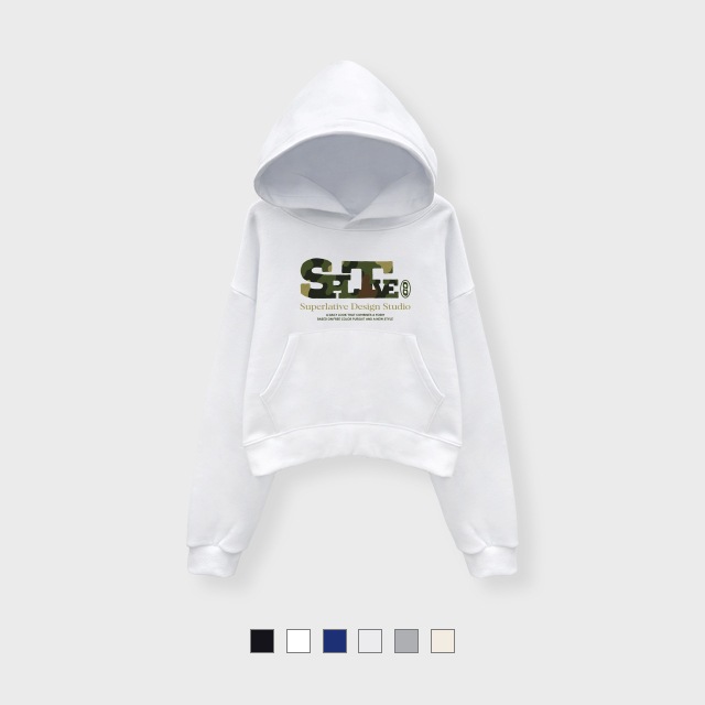 CAMO SPLTV CROP 起毛 フード Tシャツ HOODIE (GCH4-5NH168) 4,624円