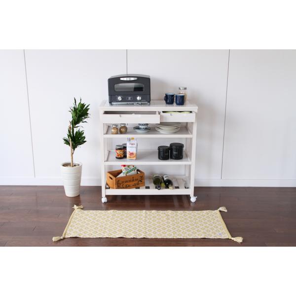 キッチンワゴン 4段 幅81.5 タイル タイルトップ 引き出し 耐熱 収納ボックス キッチン 収納 リビング収納 ダイニング収納 キャスター付 すき間収納 スリム