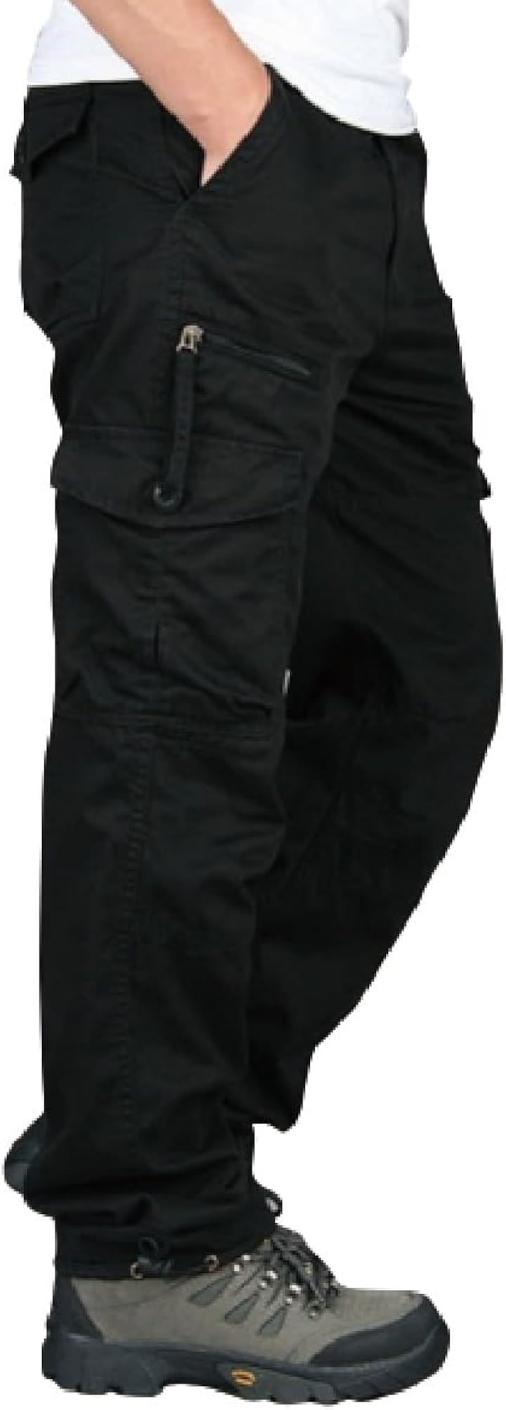 カーゴパンツ メンズ 大きいサイズ 作業着 作業ズボン 長ズボン カジュアルパンツ(ブラック, M)