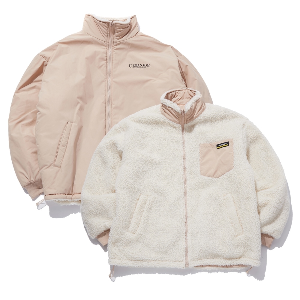 URBANAGEアーバンリバーシブルフリースジャケット_アイボリー 7,580円