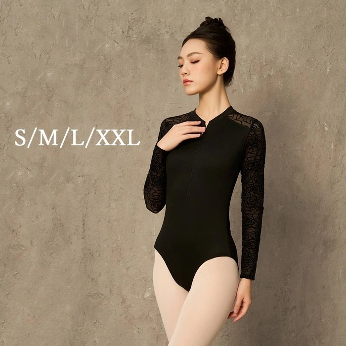 バレエ レオタード 長袖 大人 バレエ用品 コスチューム ユニフォーム バレリーナ 衣装 ダンス ballet用品 レッスン着 練習衣装 ジュニア 韓国 大人用 ブラック S/M/L/XL/XXL　b