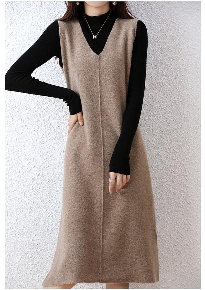 【20点セット】ニット ジャンパースカート レディース ロングニットベスト 無地 ベストワンピース vネック ジャンスカ サロペットスカート オールインワン ワンピ ノースリーブ タンクワンピース 重