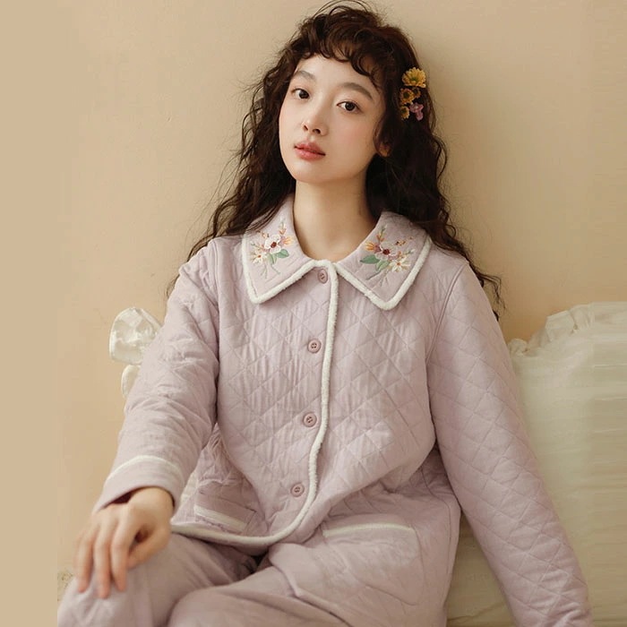 パジャマ レディース 綿100% 冬 長袖 ルームウェア 上下セット 前開き 厚手 暖かい 春 秋 秋冬 部屋着 セットアップ 大きいサイズ 保暖 おしゃれ 可愛い かわいい 寝間着 寝巻き 婦人 女