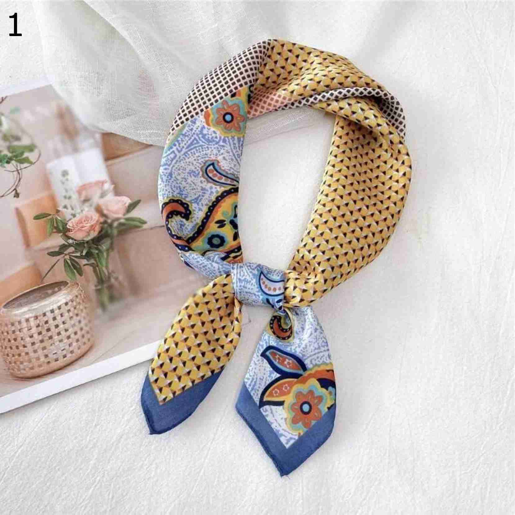 【20%OFFクーポン～】70x70cm 女性用ショール抽象的な幾何学プリント サテン スモール スクエア ラップ スカーフ 多機能 ポリエステル スカーフ スカーフ (Color : Size