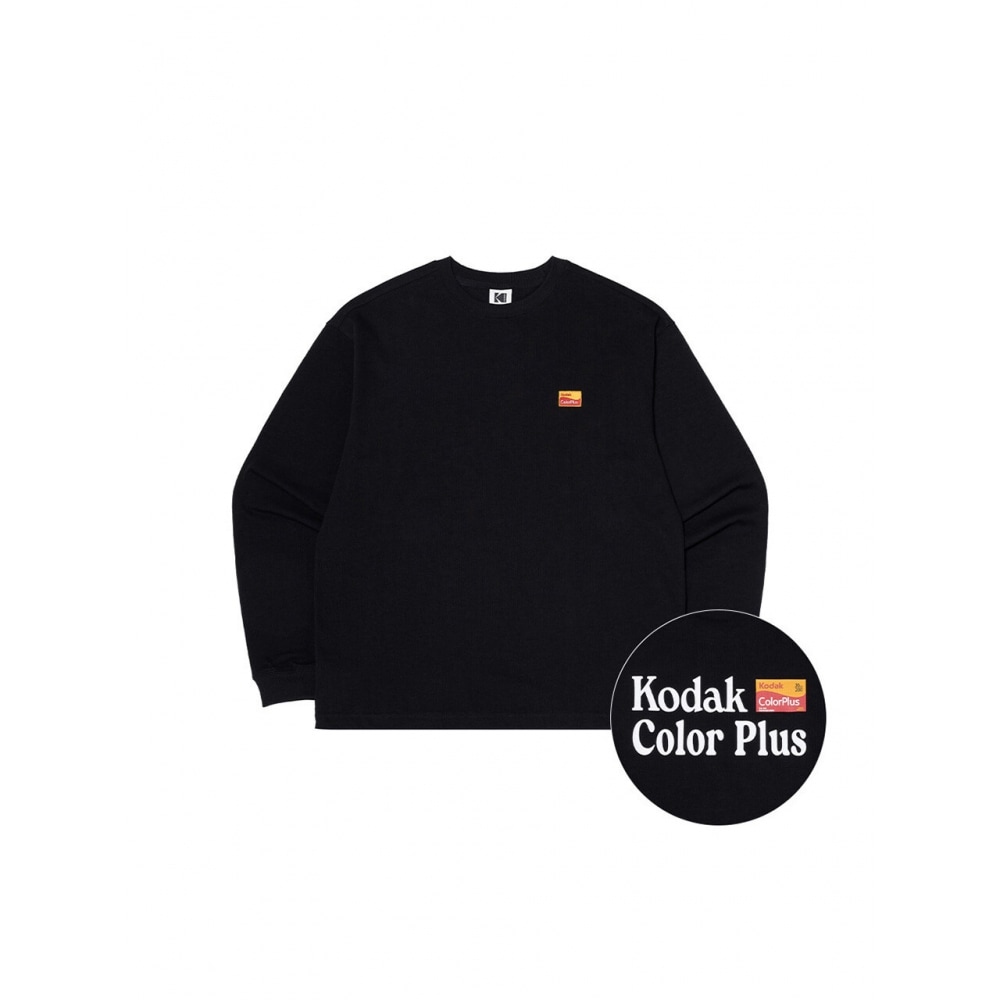 コダックアパレルフィルムグラフィックセミオーバーフィットロングスリーブ T シャツブラック