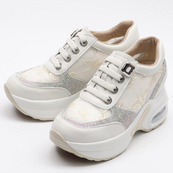 シューズ シークレットヒール メッシュ エア 女性用 レディース 夏 スリッポン スニーカー 運動靴 8cm smmj555_P419608285