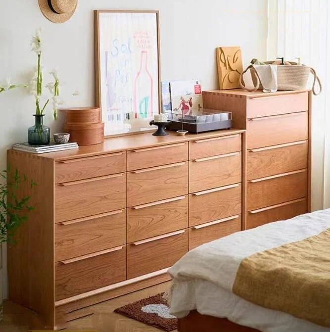 高質さくらんぼ木五斗キャビネットベッドルームキャビネット北欧シンプル木製キャビネット寝室収納キャビネットリビング八斗キャビネット