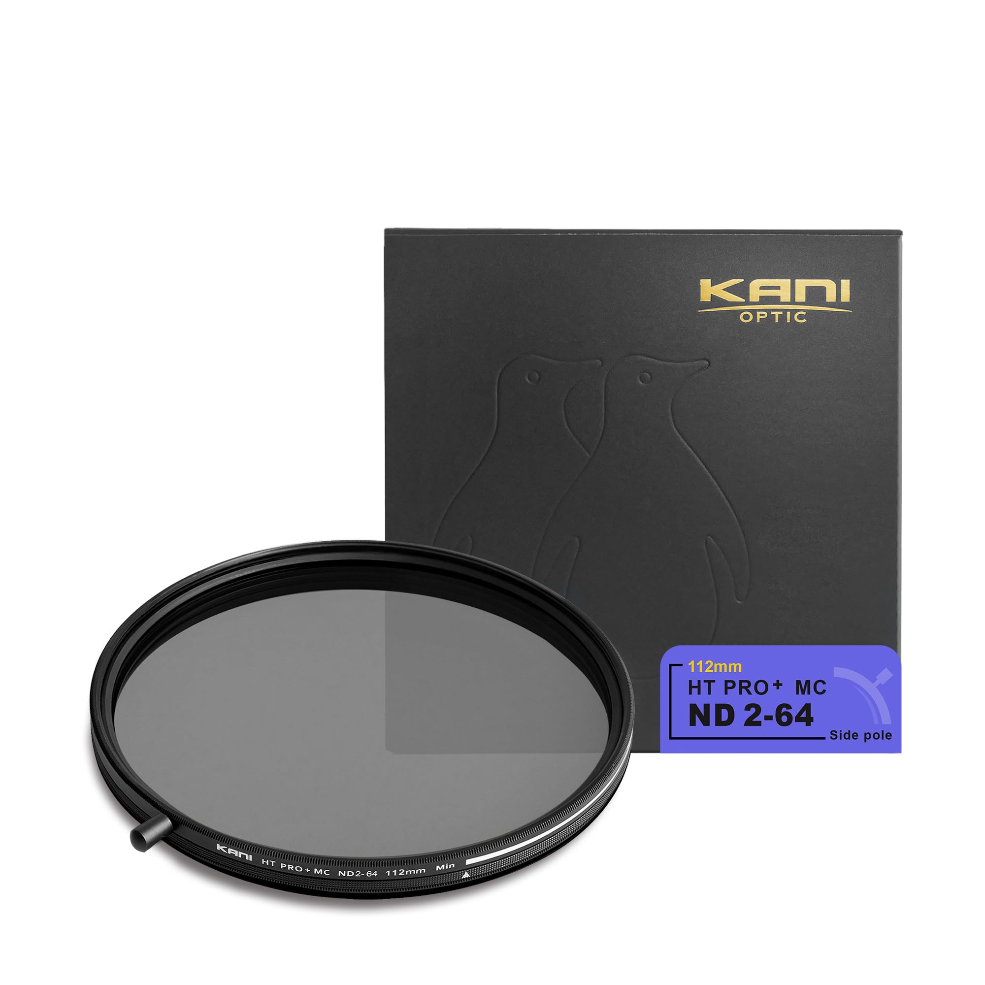 KANI 112mm 可変NDフィルター HT PRO+ MC ND2-64 減光効果最大6絞り分 着脱式調整用ノブ付 高濃度時X状ムラ抑制 低反射 撥水 撥油 防汚 ナノコーティング 809292