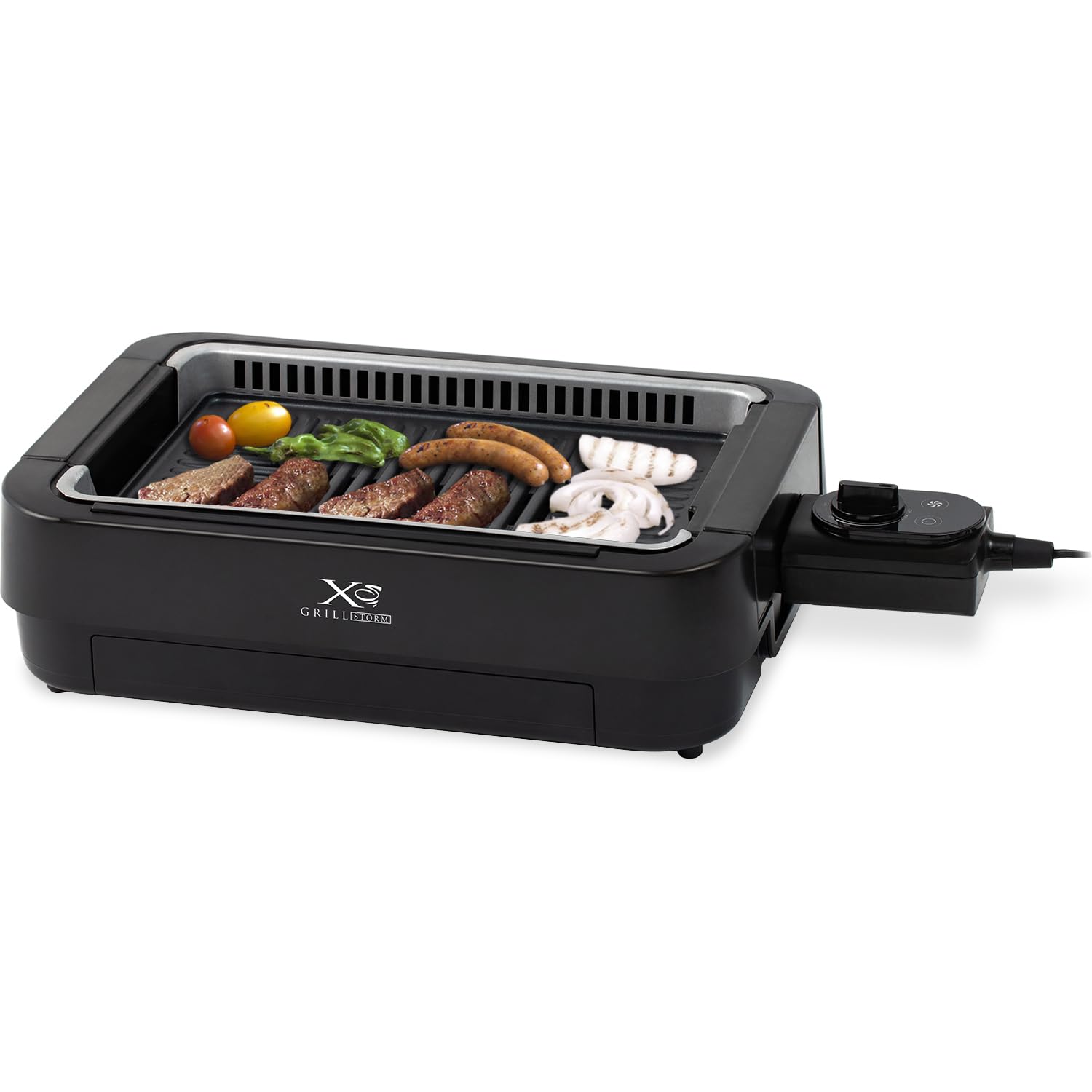 [山善] 煙の少ない 焼き肉グリル XGRILL STORM 一人暮らし 二人暮らし コンパクト 「素早く美味しく焼ける」 ホットプレート 吸煙機能付き 煙約85%カット 保温~230度 プレート着