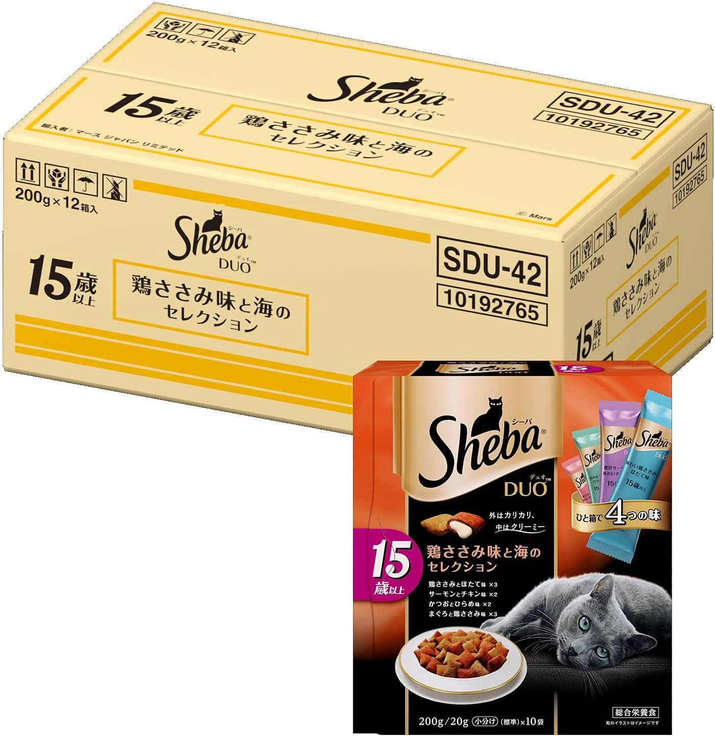 今ならほぼ即納！ キャットフード (Sheba) シーバ デュオ (ケース販売) 200g12 鶏ささみ味と海のセレクション 15歳以上  キャットフード - flaviogimenis.com.br