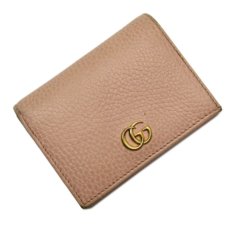 グッチ GUCCI 二つ折り財布 GGマーモント レザー ピンクベージュ レディース 456126 t18241a