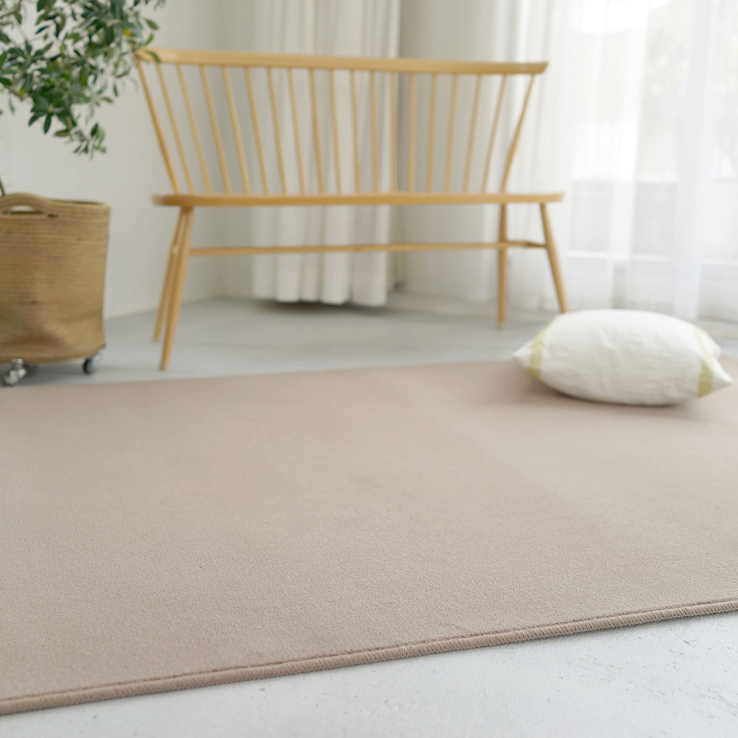 スミノエ(Suminoe) オーダーラグ ナチュラルベージュ 幅95cm ×長さ90cm WOOL REX 防炎 消臭