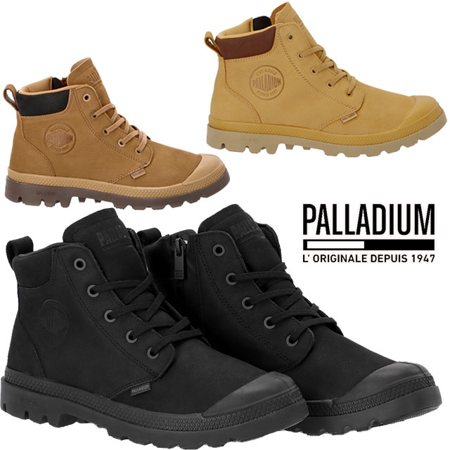 パラディウム PALLADIUM メンズ レディース スニーカー 79027 パンパ ライト + WP ＋ レザージップ 防水 ハイカット カジュアルシューズ ジッパー付き 008 ブラック 黒 22