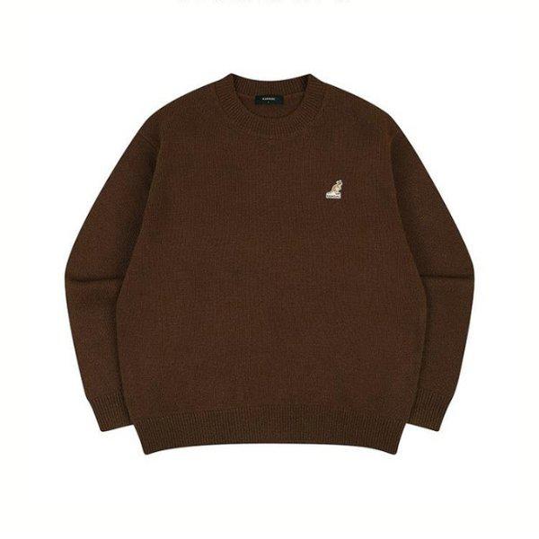 長袖Tシャツ CQK KQFC-KN18850BR ロゴパッチセーター 1885 ブラウン