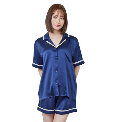 [Utukky] レディースパジャマ シルクパジャマ 半袖 シルク100% ルームウェア 上下セット 前開き 静電気防止 肌に優しい 美肌 柔らか 抗菌性 アレルギー対策 寝間着 部屋着 プレゼント