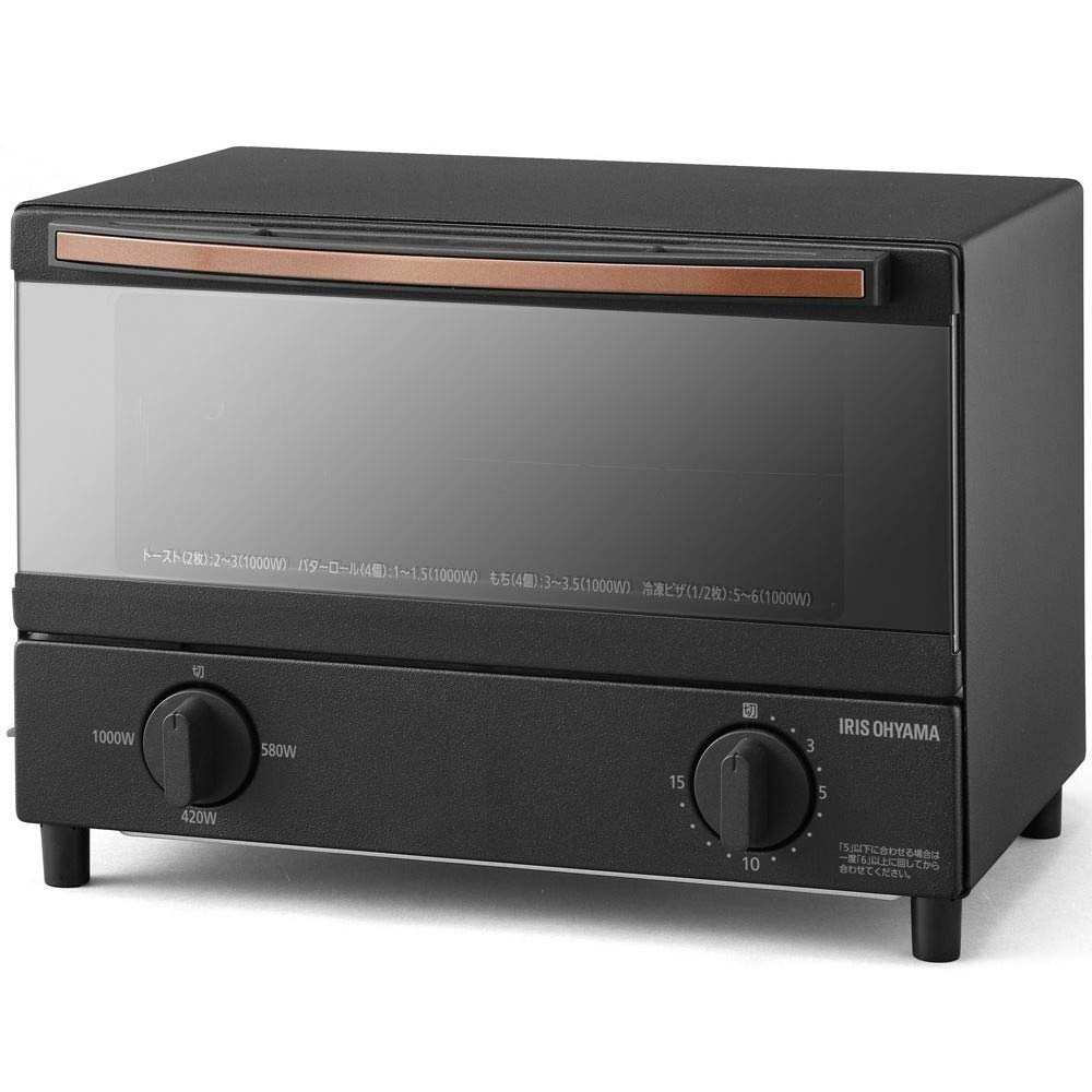 即日発送 アイリスオーヤマ スチーム トースター オーブントースター 2枚焼き 温度調節 トレー タイマー機能付 横型 BLSOT-011-B ブラック
