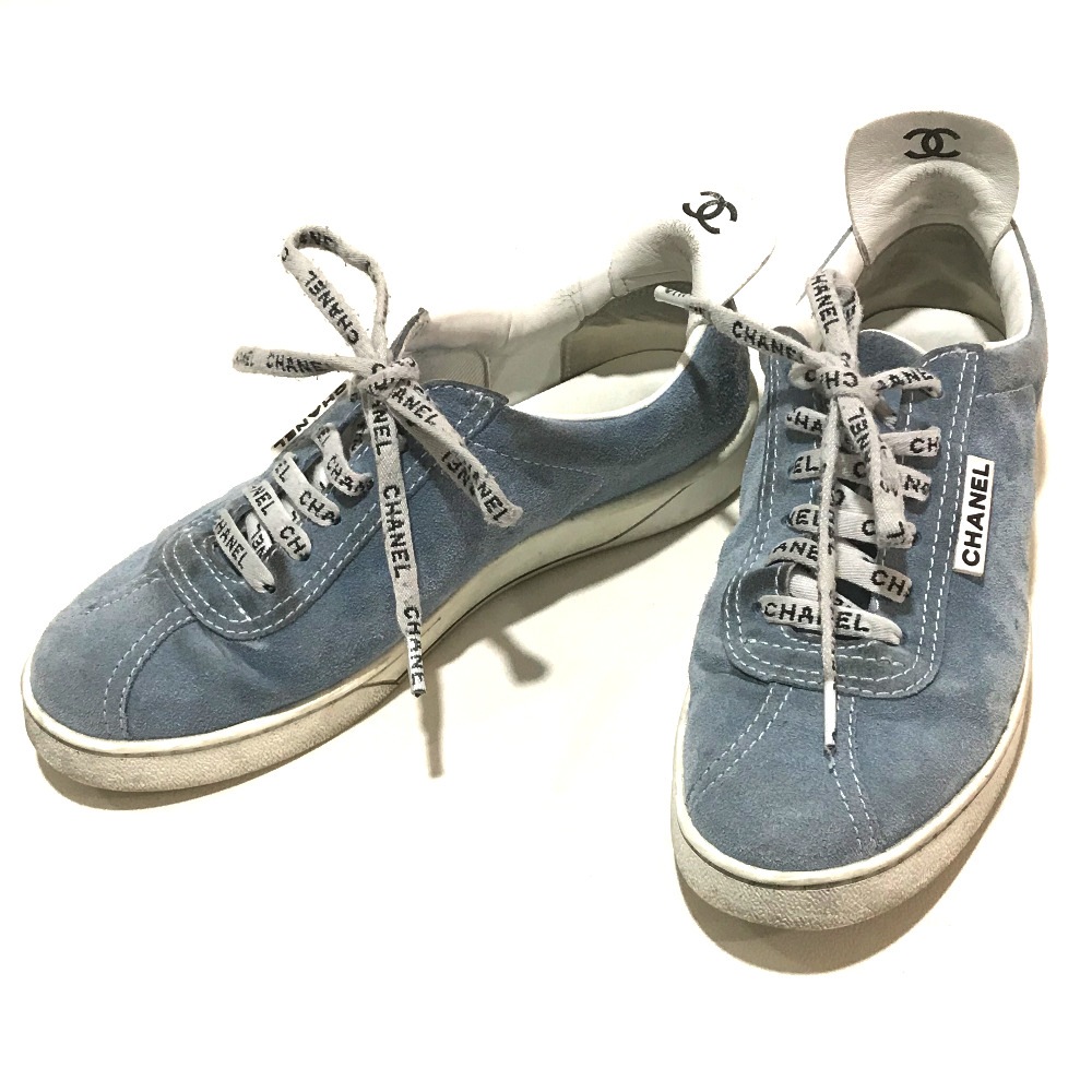 スニーカー G34085 X51128 ロゴ シューレース 19C シューズ スエード ライトブルー系ホワイト