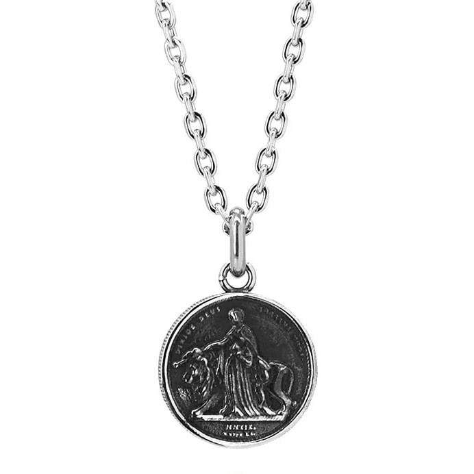 LH-1 ウナ＆ライオン コインネックレス サージカルステンレス316L 金属アレルギー対応 03NE0505SV ステンレスネックレス メンズ 人気ブラ