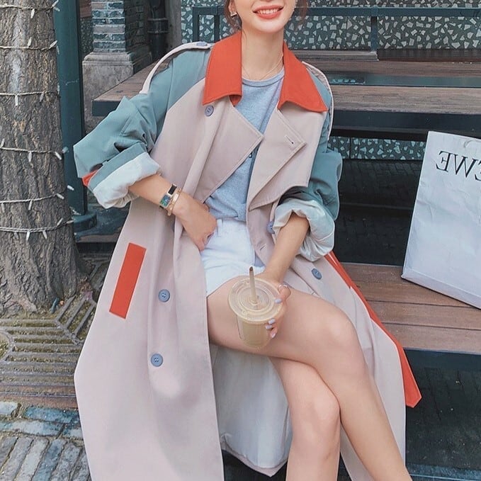 レディース コート アウター トレンチコート 美シルエット ロング丈 韓国 インスタ映え 高見え オルチャン 可愛い かわいい かっこいい カジュアル 大人 上品 シンプル クラシック lout042