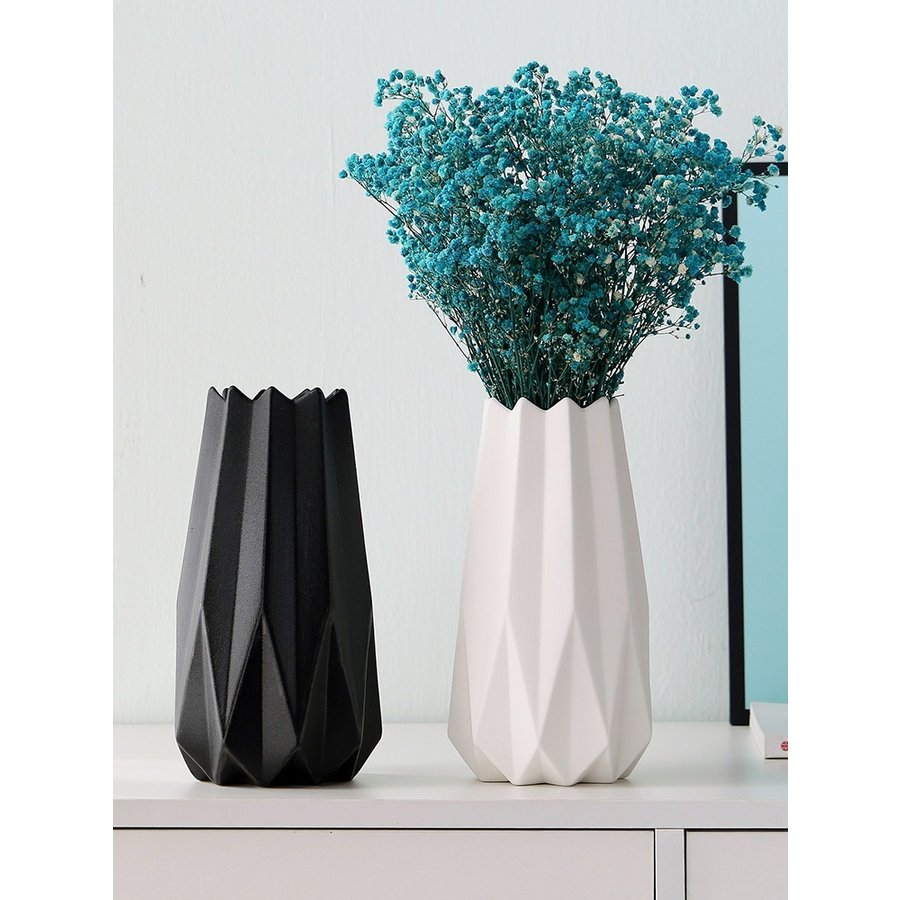 12周年記念イベントが 北欧シンプルな白と黒陶器花瓶 満天星ドライフラワー