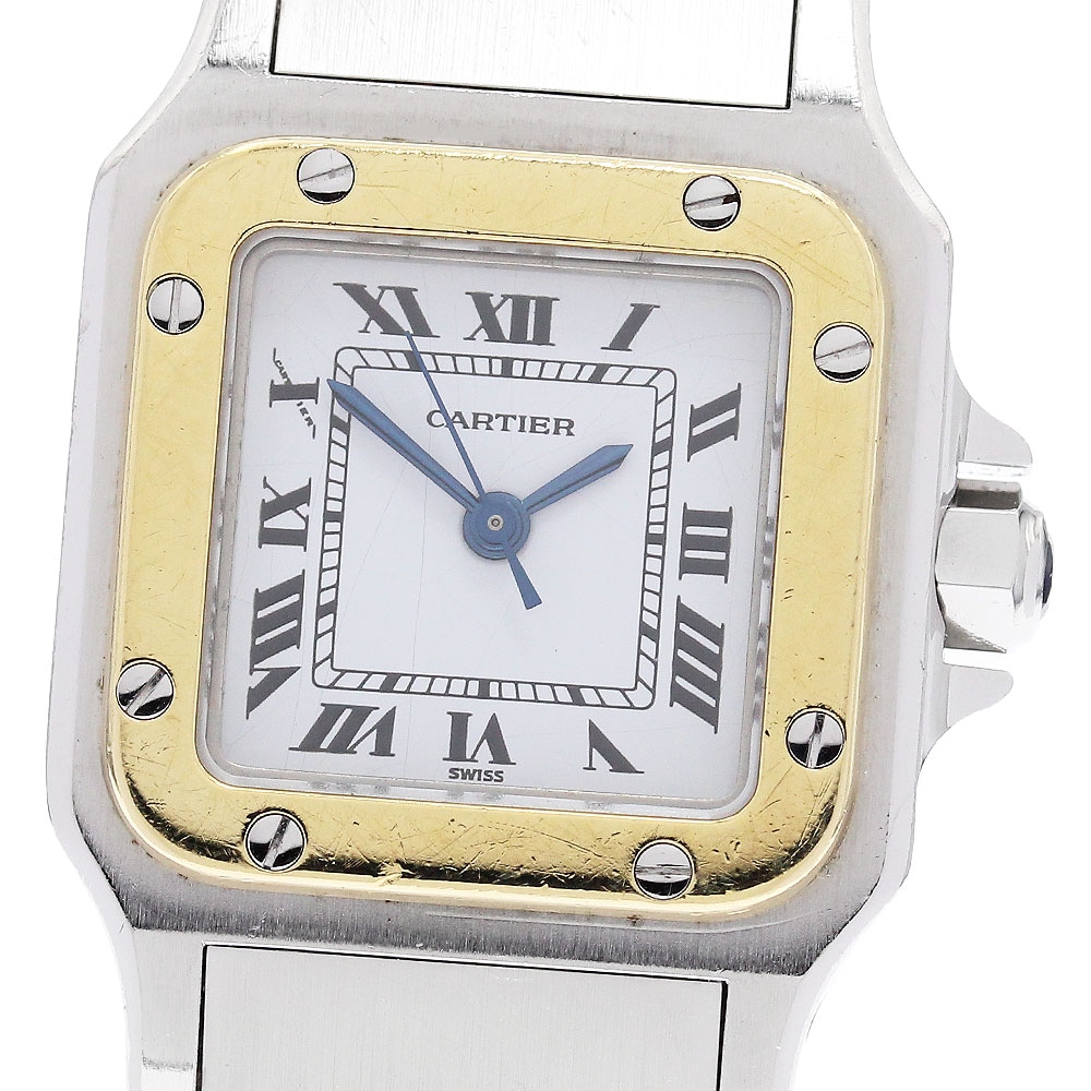 訳あり カルティエ CARTIER サントスガルべSM YGコンビ ゴドロンブレス 自動巻き レディース _930085【中古】