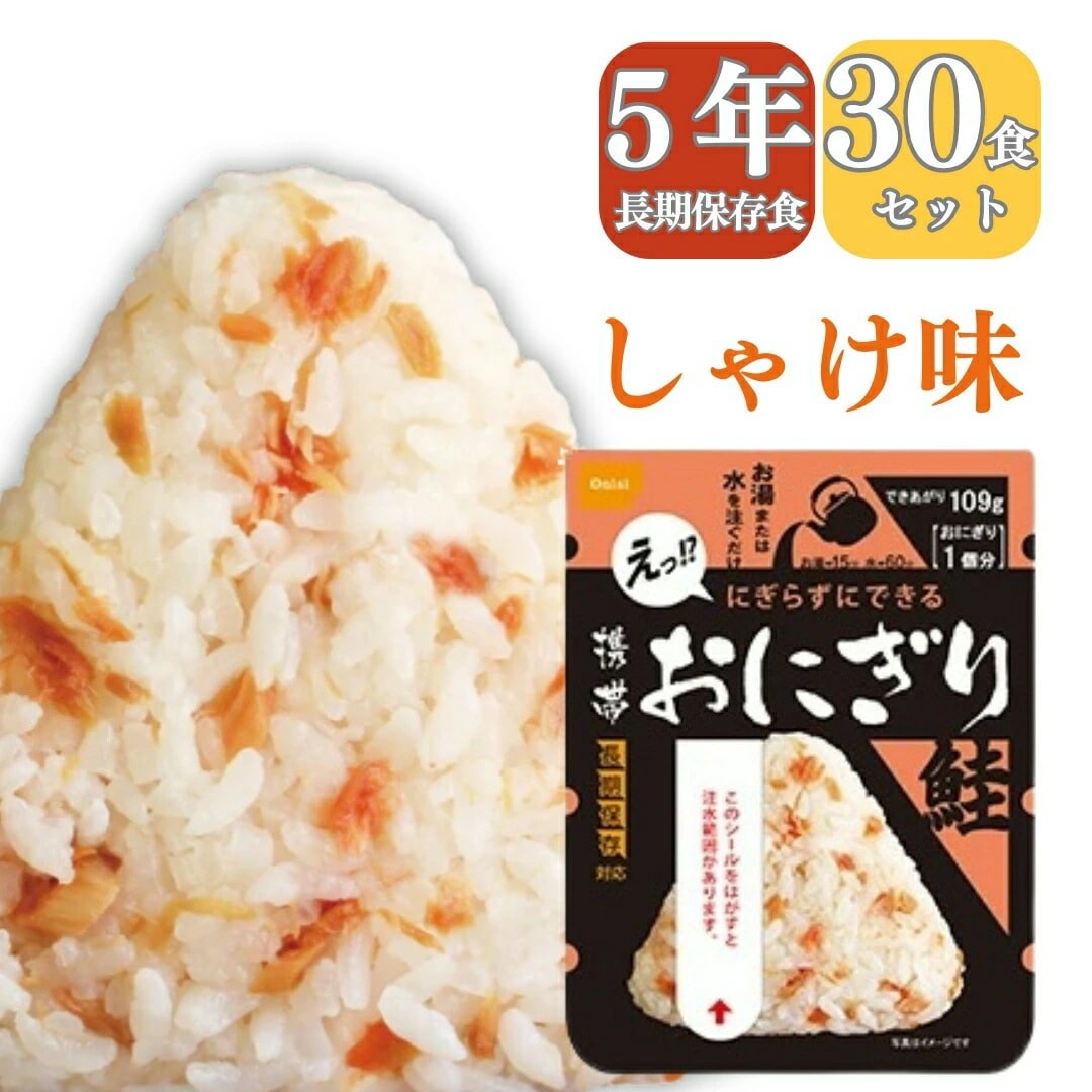 【長期 5年 保存食 おにぎり 鮭】介護食 災害食 防災食 非常食 保存食 鮭 しゃけ 30 アルファ米 アウトドア 手軽 夕食 朝食 昼食 お湯なし 水だけ 登山 旅行 人気 キャンプ 尾